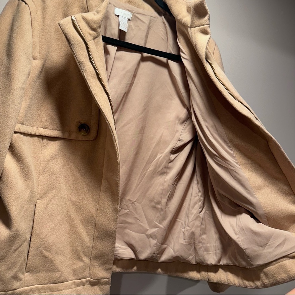 Chico’s Fleece Plush Casey Jacket Arabian Camel Size 3 Large Gold Zipper EUC - Picture 8 of 16